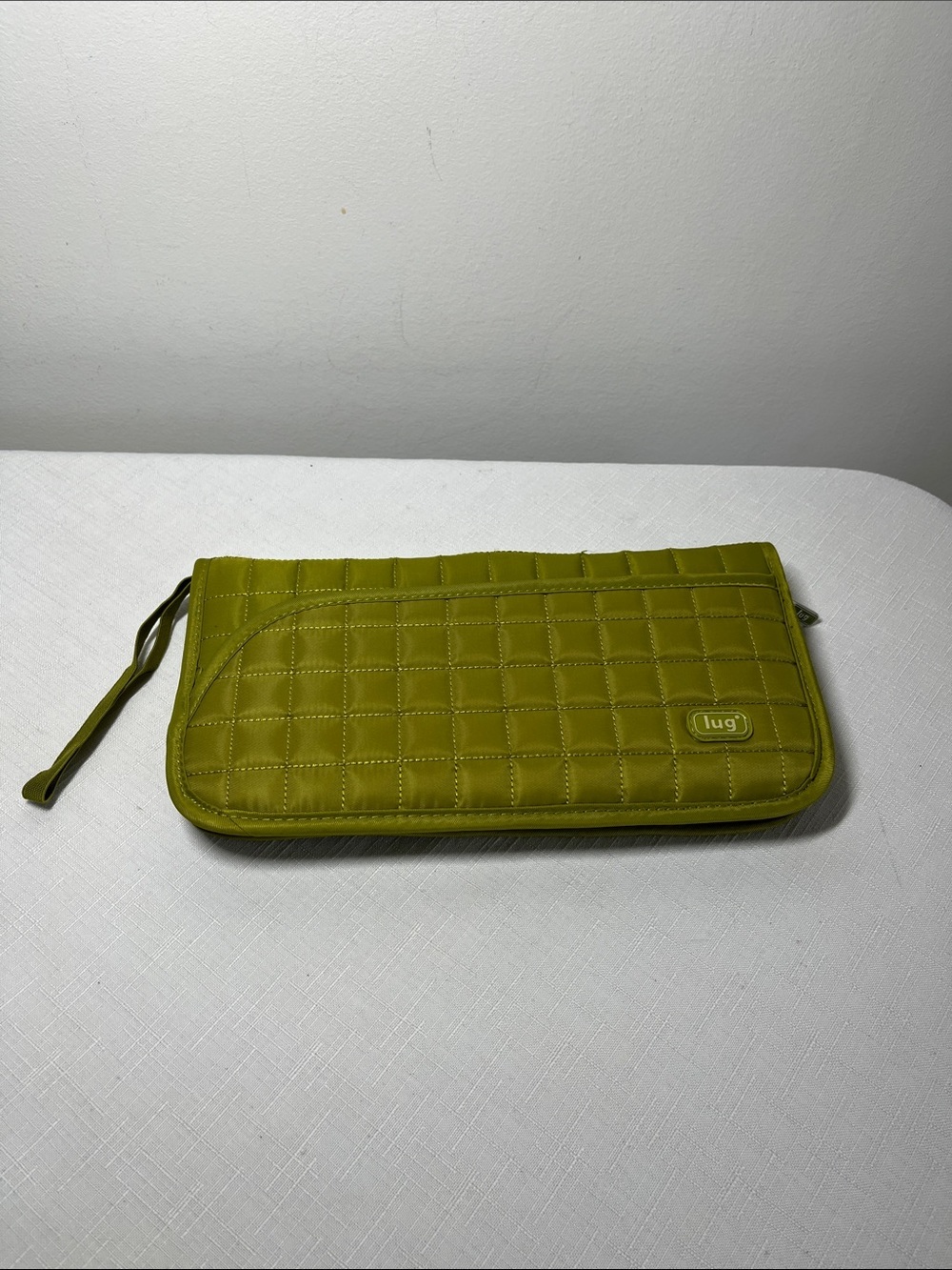LUG Quilted Lime Green Wristlet Wallet. Zip up. Excellent condition